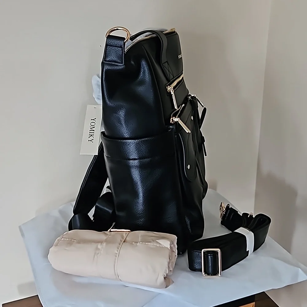 Diaper Bag Backpack Vegan Leather Modern Tote Travel Large Capacity